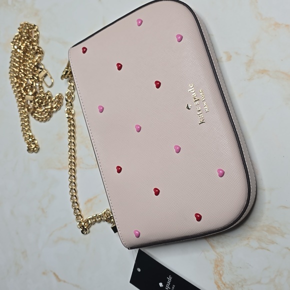 kate spade madison powdered heart studs pochette Valentines Day New - Picture 3 of 12
